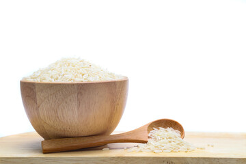rice in bowl isolated on white background