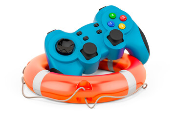 Gamepad with lifebelt, 3D rendering