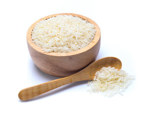 rice in bowl isolated on white background
