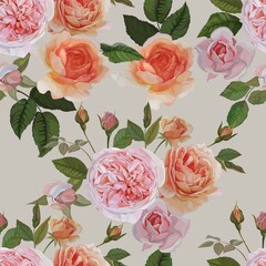 Rose  seamless pattern on white background vector illustration