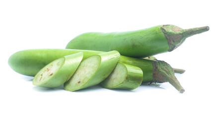 green eggplants on white background