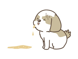 Obraz premium 嘔吐をしてしまった犬 シーズー