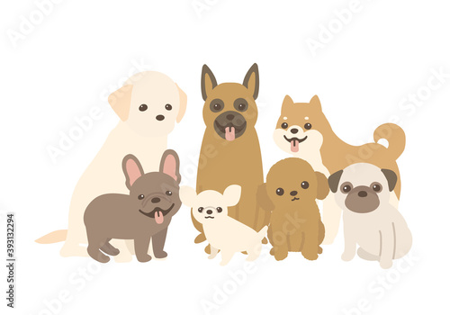犬の集合のベクターイラスト カメラ目線 背景白 Animal Wall Mural Anim Yamamedal
