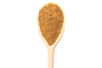 Mix spices on wooden spoon isolated.