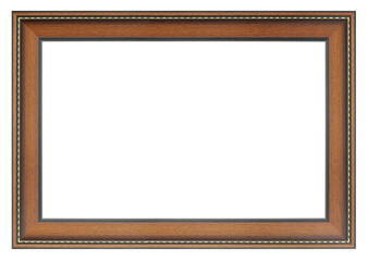 Old vintage wooden brown frame isolated on a white background