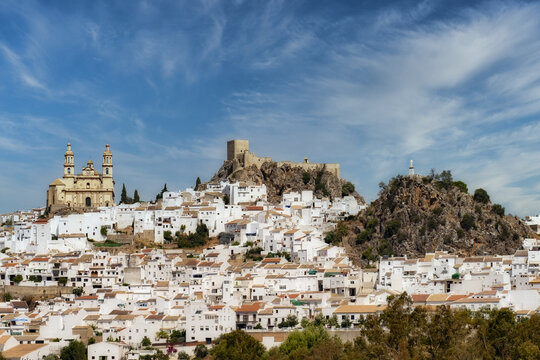 Aerial shot of Olvera city in Spain