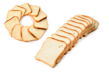 Bread slices isolated on white background.