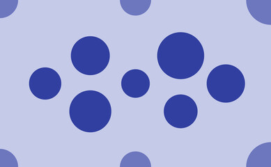 Seamless pattern of large isolated blue circles. The pattern is divided by a line of elements of lighter tones. Vector illustration on light blue background