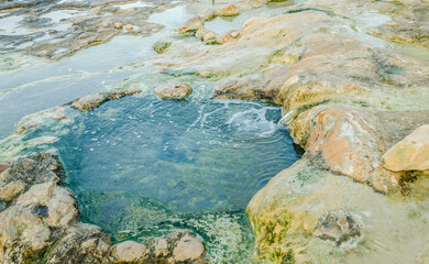Natural pools with thermal water in Pefki on the island of Evia, Greece 