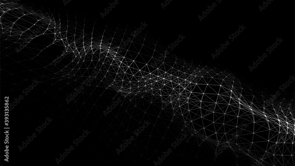 Poster vector abstract futuristic background. big data visualization. digital dynamic wave of particles.