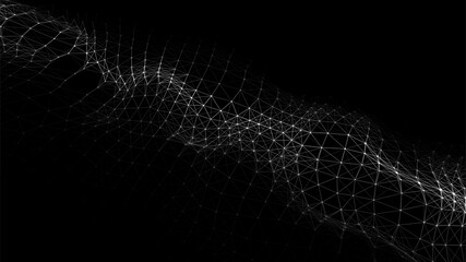 Vector abstract futuristic background. Big data visualization. Digital dynamic wave of particles.