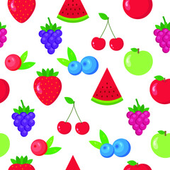 This is a seamless pattern of fruit on a light background.