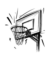 Basketball basket. Hand drawn sketch illustration