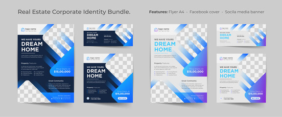 real estate identity design with flyer social media design
