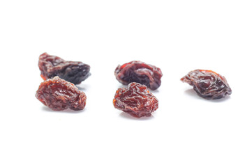 Organic dried Raisins isolated on white background