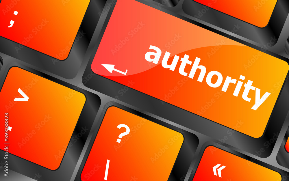 Poster authority button on computer keyboard key