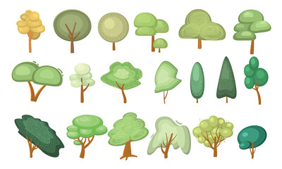 set simplified tree image, eco friendly minimalistic tree icon