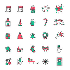 Fototapeta premium set of icons for the holiday of the new year isolated on a white background. Vector illustration. EPS 10