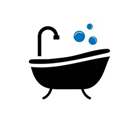 Bathtub icon on white background. trendy design template