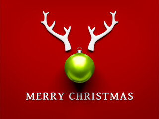 Merry Christmas Decoration antlers and green ball