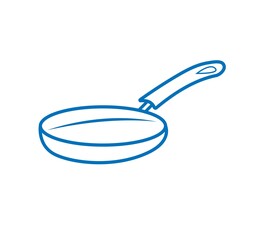 Frying pan hand drawn outline doodle icon. Pan for frying food. Stock vector