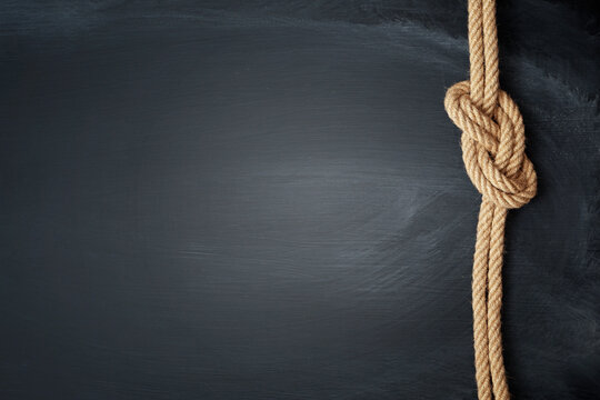 Ship Rope Knot On Blackboard Background