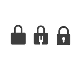 Lock Icon set. Logo Design Element. simple lock icon. food lock icon.