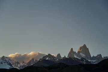 Papier Peint photo autocollant Fitz Roy Mount Fitzroy  is a high and characteristic Mountain peak in southern Argentina, Patagonia, South America and a popular travel destination for hiking and trekking for tourists