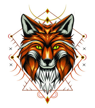 fox head illustration vector. design template for tshirt, clothing, merchandise, apparel.