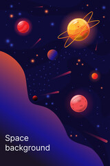Outer space background template, travel through the universe. vector illustration
