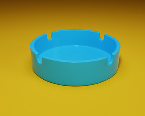 Empty blue ceramic ashtray