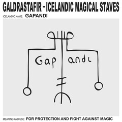 vector icon with ancient Icelandic magical staves Gapandi. Symbol means and is used for protection and fight against magic