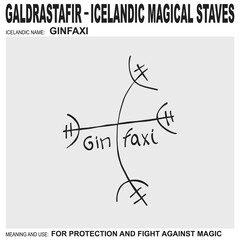 vector icon with ancient Icelandic magical staves Ginfaxi. Symbol means and is used for protection and fight against magic