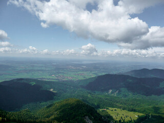 Mountain panorama at mountain Benediktenwand in Bavaria, Germany