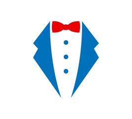Symbol service dinner jacket bow. Tuxedo concept. Tux sign Butler gentleman idea