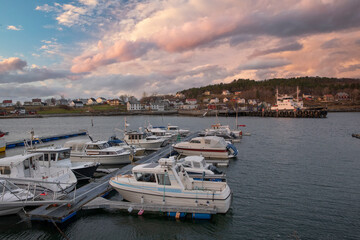 Tjotta small boat marina in evening colors,Helgeland,Nordland ,Norway,scandinavia,Europe