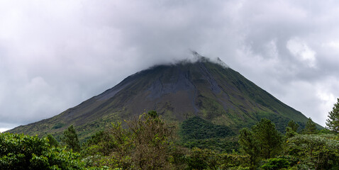 Beautiful aerial view of the colosal  Arenal Volcano in the Costa Rica