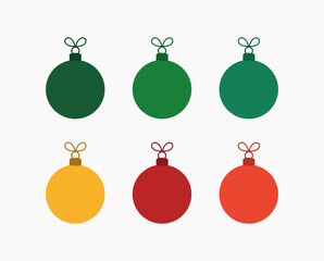 Christmas baubles collection. Christmas colors palette.