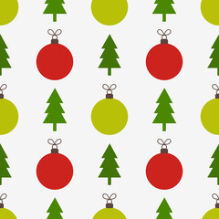 Christmas red and green seamless pattern.