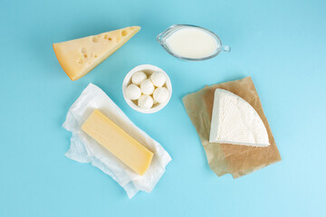 Set of different types of cheese