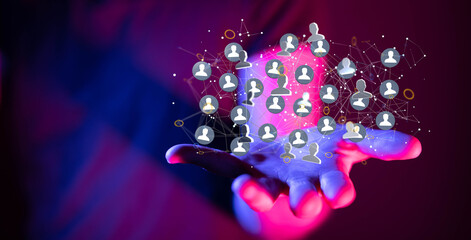 Business people silhouettes network team © vegefox.com