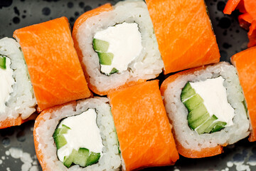 Sushi Roll on plate. Japanese cuisine