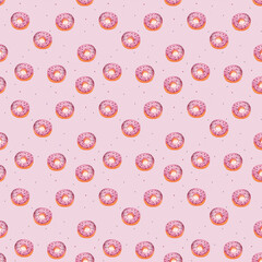 watercolor donuts illustration seamless pattern