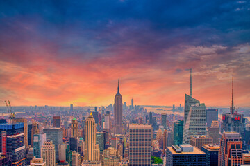 Fototapeta na wymiar Sunset view in Manhattan, New York