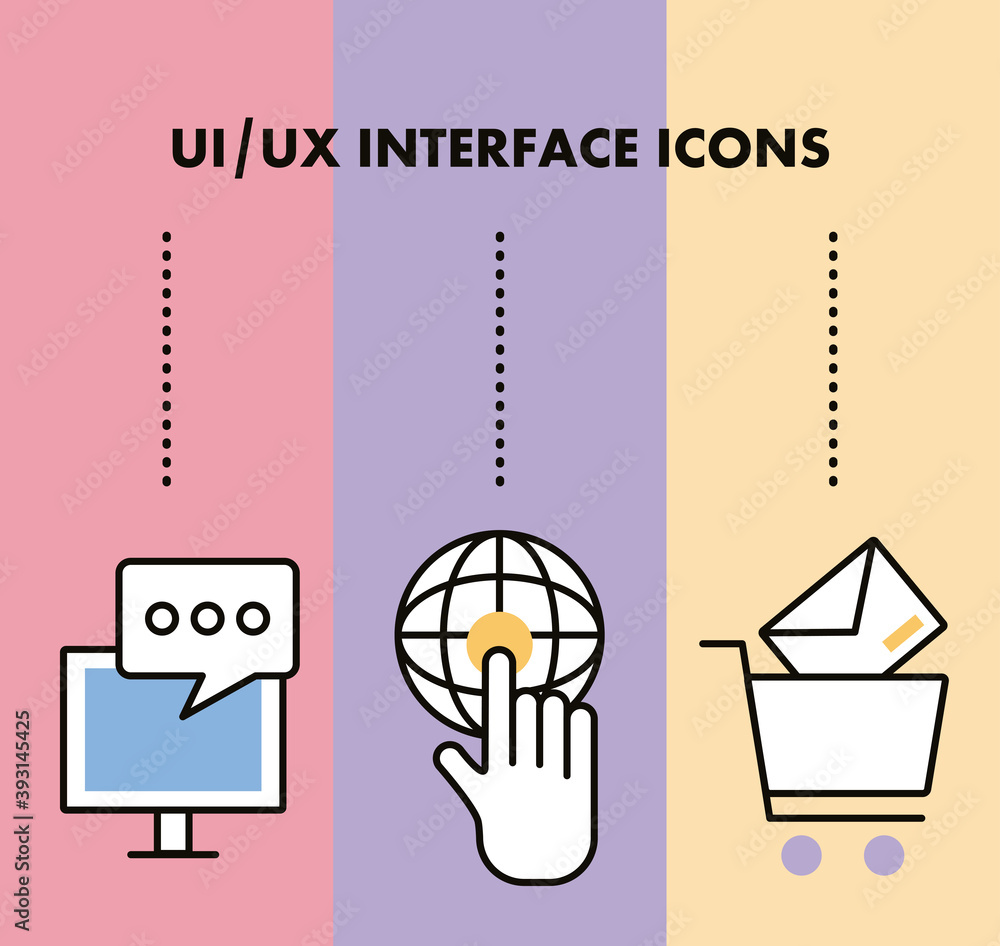Poster infographic with interface set icons