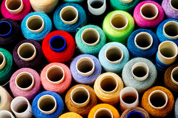Spools of colorful silk thread