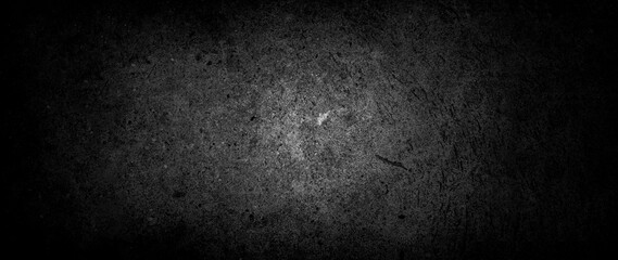 Fototapeta premium Old wall texture cement dark black gray panorama background abstract grey color design are light with white gradient background.
