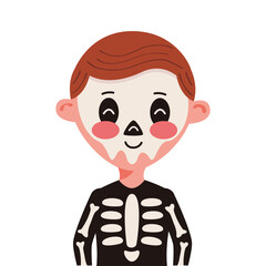 Obraz na płótnie Canvas little boy with skeleton disguise character