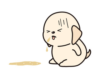 嘔吐をする子犬　ラブラドールレトリーバー