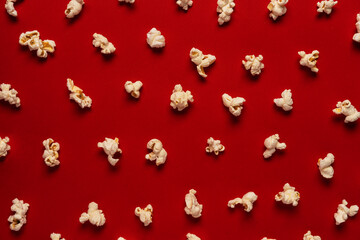 Popcorn pattern on a red background